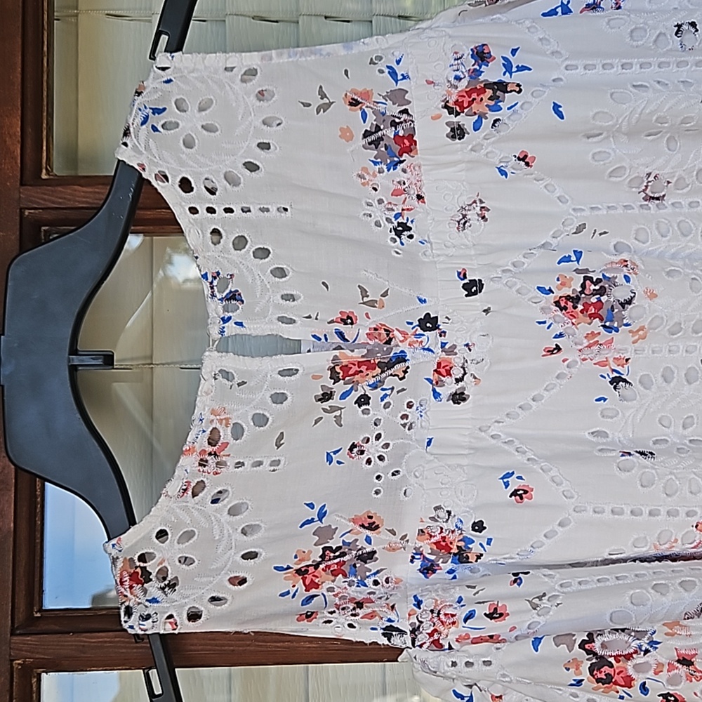 Loft Floral Cold Shoulder Eyelet Summer Dress - Picture 7 of 7